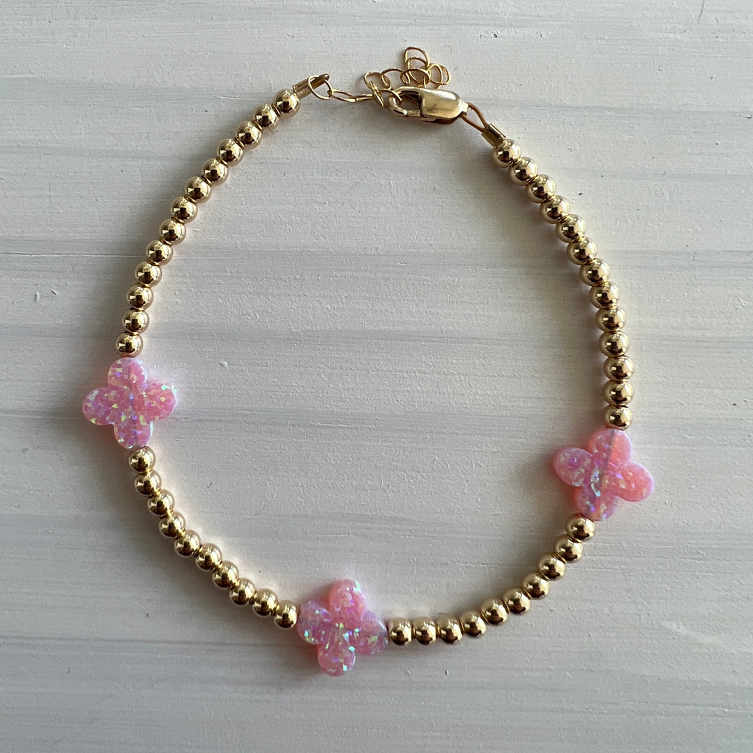 ●tow tow archive● Clover Symbol Bracelet Angora Pink TBH12 Sparkle Clover Bracelet | en route jewelry
